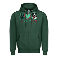 Sports Green Peace Love Border Collie Zipper Hoodie - Jasminsmagicworld