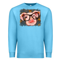 Ocean Blue Fall Autumn Pig Premium Sweatshirt - RanaPortraitStore