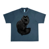 Midnight Navy black cat Urban Heavy Tee - linhVisuals