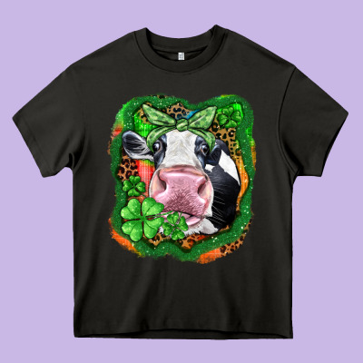 St. Patrick's Day Cow Heavy Core Tee Designed By Fadigitalartstudio