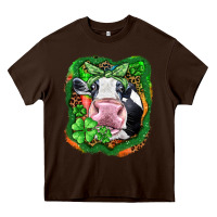 Chocolate Brown St. Patrick's day cow Heavy Core Tee - FaDigitalArtStudio