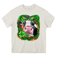 Cream St. Patrick's day cow Heavy Core Tee - FaDigitalArtStudio