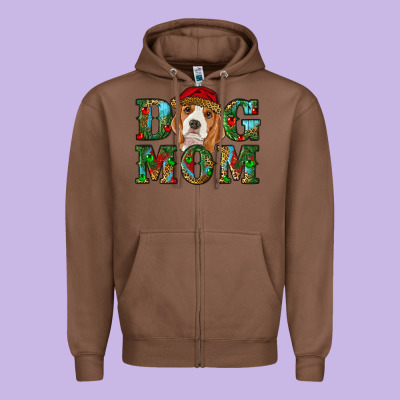 Christmas Dog Mom Beagle Zipper Hoodie Designed By Ranaportraitstore