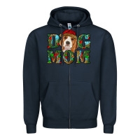 Navy Christmas dog mom beagle Zipper Hoodie - RanaPortraitStore