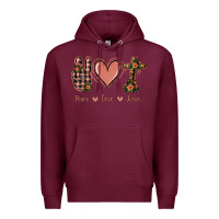 Burgundy Peace Love Jesus Premium Hoodie - Jasminsmagicworld