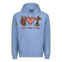 Colony Blue Peace Love Jesus Premium Hoodie - Jasminsmagicworld