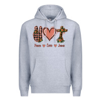 Heather Grey Peace Love Jesus Premium Hoodie - Jasminsmagicworld