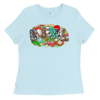 Baby Blue baseball vibes Ladies Tee - CowhideDigitalArt