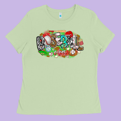 Baseball Vibes Ladies Tee Designed By Cowhidedigitalart