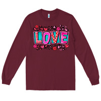 Burgundy Love Valentine Long Sleeve Tee - CowhideDigitalArt