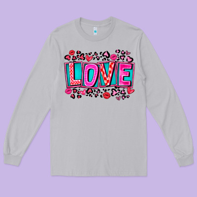 Love Valentine Long Sleeve Tee Designed By Cowhidedigitalart