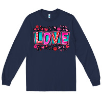 Navy Love Valentine Long Sleeve Tee - CowhideDigitalArt