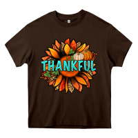Chocolate Brown thankful with sunflower bbs Heavy Core Tee - BundleAndBundleShop