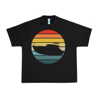 Black boat t  shirt boat trip silhouette on a distressed retro sunset produc Urban Heavy Tee - linhVisuals