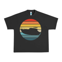 Pigment Black boat t  shirt boat trip silhouette on a distressed retro sunset produc Urban Heavy Tee - linhVisuals
