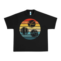 Black bocce ball t  shirt bocce ball silhouette on a distressed retro sunset Urban Heavy Tee - linhVisuals