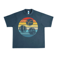 Midnight Navy bocce ball t  shirt bocce ball silhouette on a distressed retro sunset Urban Heavy Tee - linhVisuals