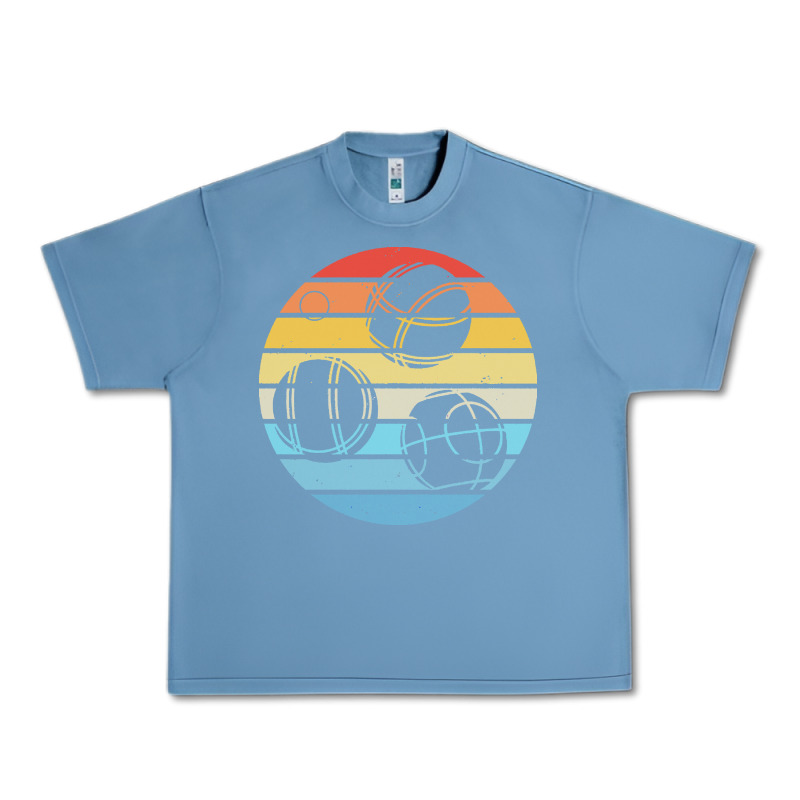 Bocce Ball T  Shirt Bocce Ball Silhouette On A Distressed Retro Sunset Urban Heavy Tee by linhVisuals | Teevron