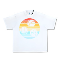 White bocce ball t  shirt bocce ball silhouette on a distressed retro sunset Urban Heavy Tee - linhVisuals