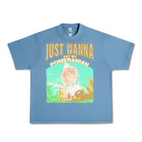 Pebble Blue pommeranian t  shirt dog owner, just wanna pet my pommeranian & drink Urban Heavy Tee - linhVisuals