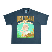 Midnight Navy pommeranian t  shirt dog owner, just wanna pet my pommeranian & drink Urban Heavy Tee - linhVisuals