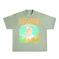 Oil Green pommeranian t  shirt dog owner, just wanna pet my pommeranian & drink Urban Heavy Tee - linhVisuals