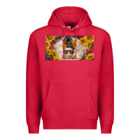 Cardinal mess bun mama with sunflowers and colorful leopard license plate Premium Hoodie - BarkalooDesign