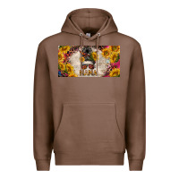 Chestnut mess bun mama with sunflowers and colorful leopard license plate Premium Hoodie - BarkalooDesign