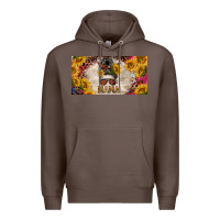Coffee mess bun mama with sunflowers and colorful leopard license plate Premium Hoodie - BarkalooDesign