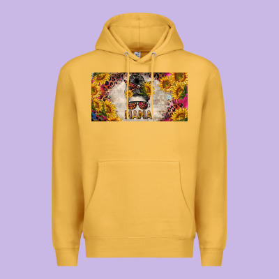 Mess Bun Mama With Sunflowers And Colorful Leopard License Plate Premium Hoodie Designed By Barkaloodesign