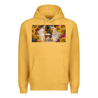 Mustard mess bun mama with sunflowers and colorful leopard license plate Premium Hoodie - BarkalooDesign