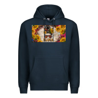 Navy mess bun mama with sunflowers and colorful leopard license plate Premium Hoodie - BarkalooDesign