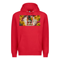 Red mess bun mama with sunflowers and colorful leopard license plate Premium Hoodie - BarkalooDesign