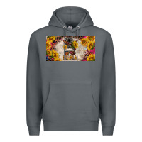 Rock mess bun mama with sunflowers and colorful leopard license plate Premium Hoodie - BarkalooDesign