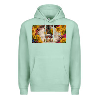 Seafoam mess bun mama with sunflowers and colorful leopard license plate Premium Hoodie - BarkalooDesign