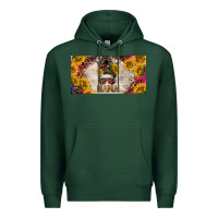 Sports Green mess bun mama with sunflowers and colorful leopard license plate Premium Hoodie - BarkalooDesign