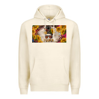 Tofu mess bun mama with sunflowers and colorful leopard license plate Premium Hoodie - BarkalooDesign