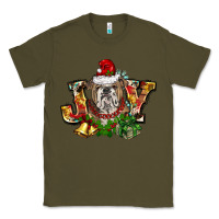 Army Green Christmas joy english bulldog Classic Tee - BarkalooDesign