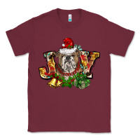 Burgundy Christmas joy english bulldog Classic Tee - BarkalooDesign
