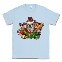 Dusty Blue Christmas joy english bulldog Classic Tee - BarkalooDesign