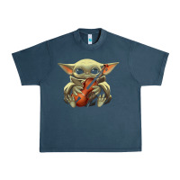 Midnight Navy baby yoda hug violin [tb] Urban Heavy Tee - linhVisuals