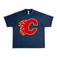 Navy the-flames-calgary-sports Urban Heavy Tee - linhVisuals