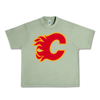 Oil Green the-flames-calgary-sports Urban Heavy Tee - linhVisuals