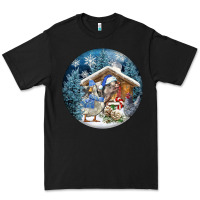 Black Winter Farm Animals Premium Tee - FaDigitalArtStudio
