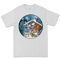 Dove Grey Winter Farm Animals Premium Tee - FaDigitalArtStudio