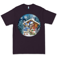 Plum Winter Farm Animals Premium Tee - FaDigitalArtStudio