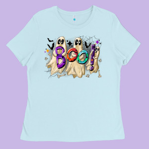 Boo Ladies Tee Designed By Cowhidedigitalart