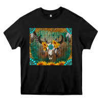 Black boho bullskull Heavy Core Tee - RanaPortraitStore