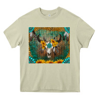 Mossy boho bullskull Heavy Core Tee - RanaPortraitStore