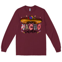 Burgundy festive sombrero and nacho art Long Sleeve Tee - CowhideDigitalArt